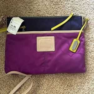Unique and Gorgeous New With Tags Coach Purse- Purple, Navy Blue and Green